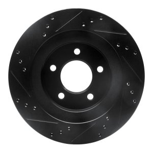 Chrysler Concorde Brake Rotor (1) - Front Right - R1 Concepts - Drilled & Slotted - Black - `98-`04